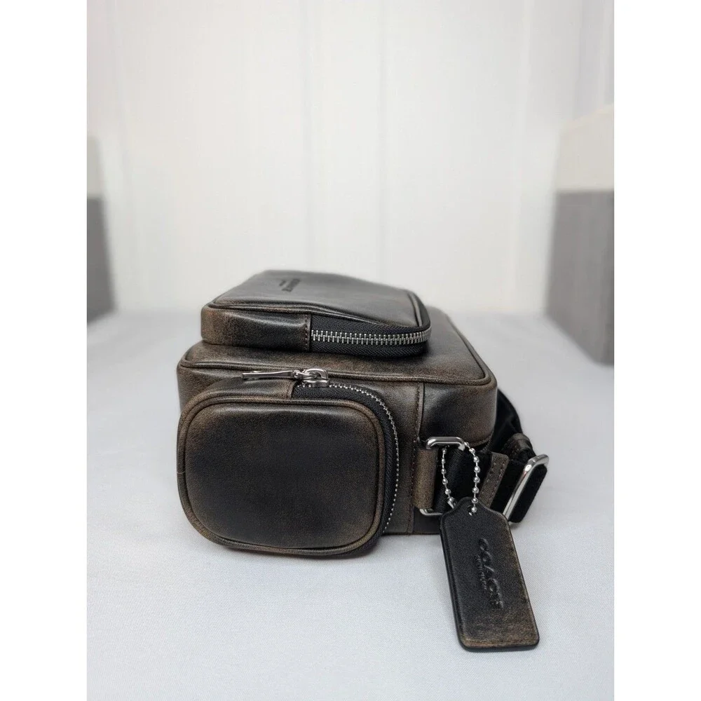 Coach Fletcher Unisex Crossbody -  Loved Leather Black/Tan, NWT